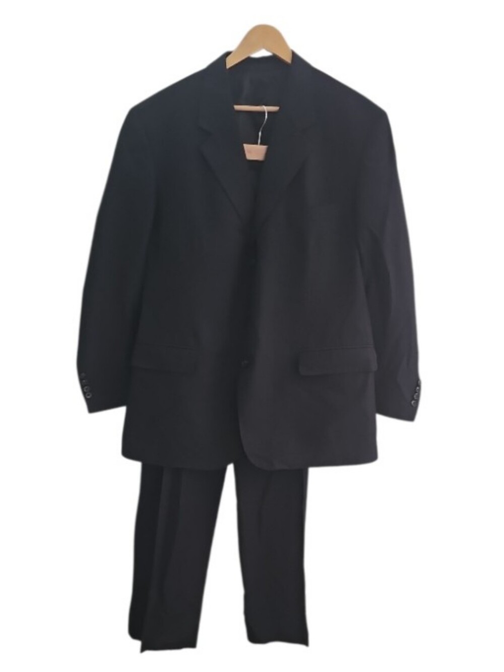 Kilburne & Finch Pinstripe 2 pc Suit Men 46R 41W Black Business Wedding Formal